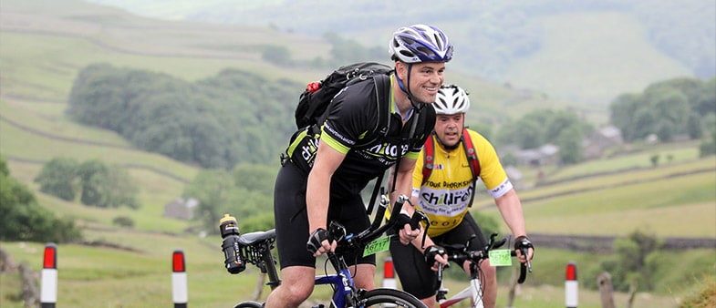 Andy Ridout and Paul Merton cycle the Tour de Yorkshire in aid of Railway Children