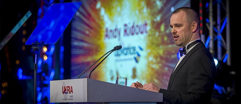 Andy Ridout speaks at 2015 UK Rail Industry Awards