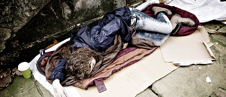 A young homeless girl on the streets of the UK