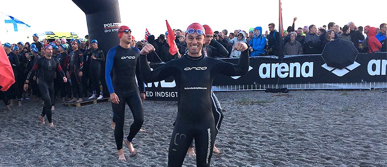 Andy Ridout at the start of the Ironman