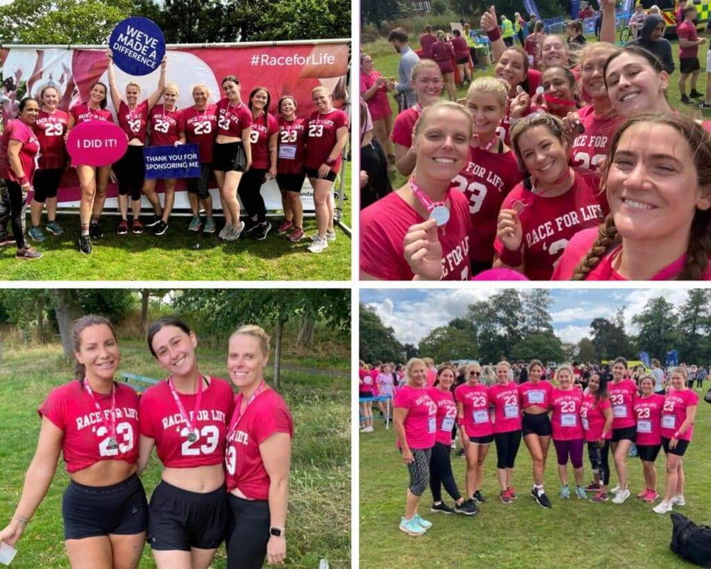 Image collage of the Advance TRS girls taking on the pretty muddy challenge