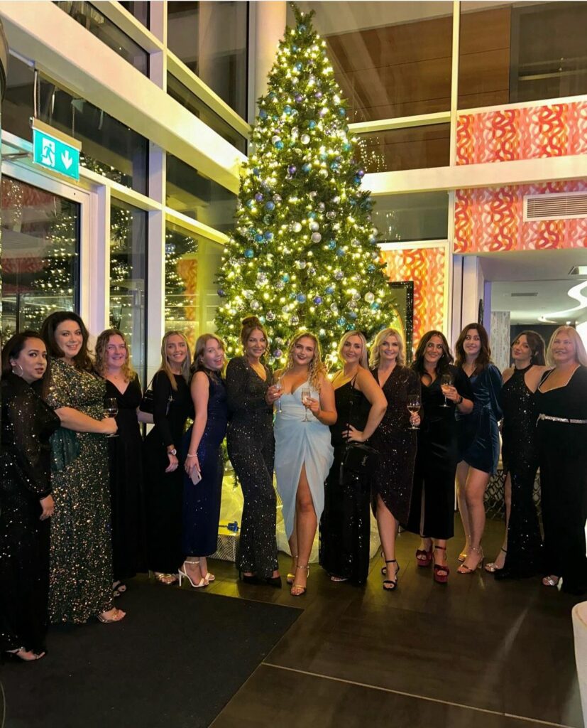 group photo of the Advance TRS girls at the Christmas party 