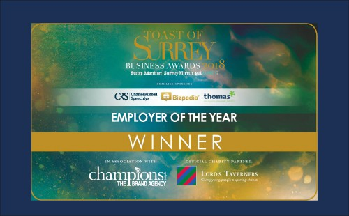 Toast of Surrey Business Awards 2018: Winner, Employer of the Year